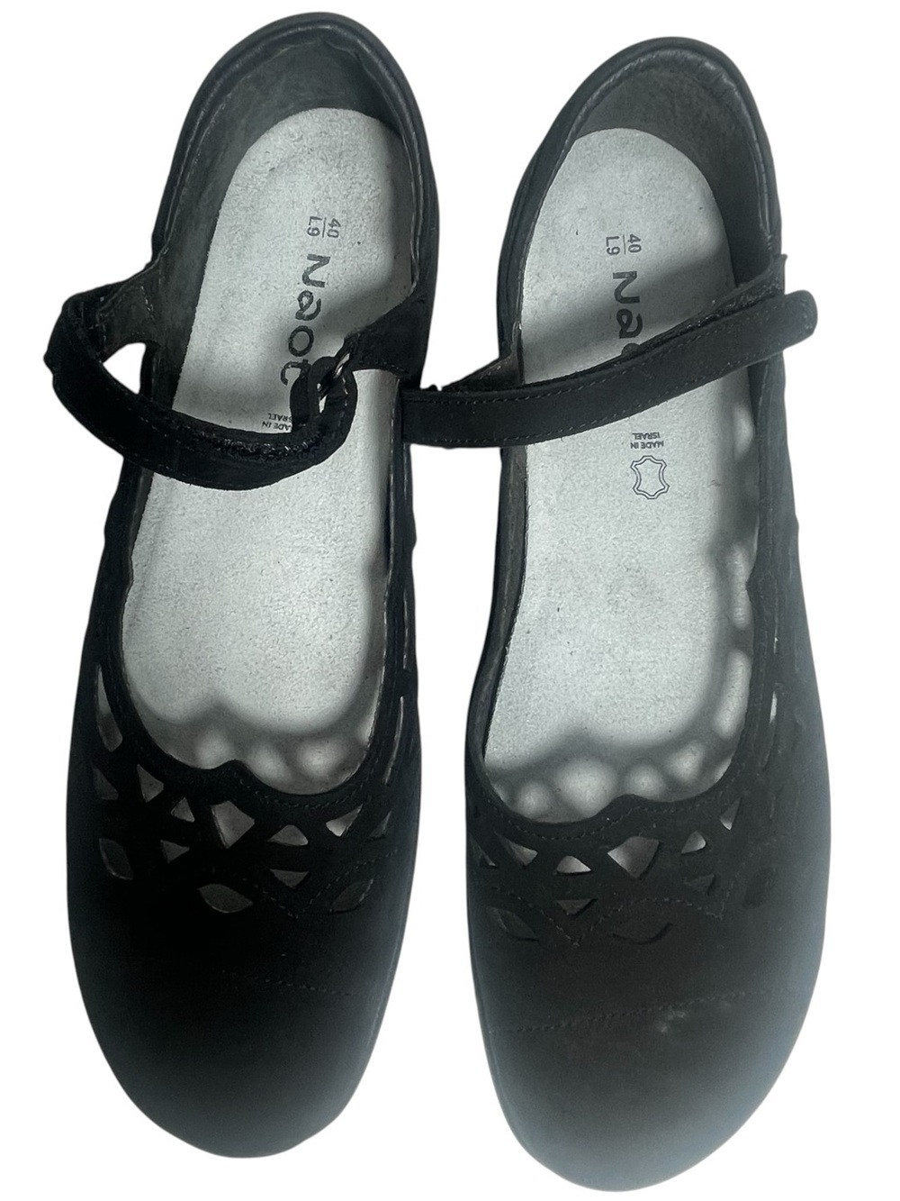 Naot Agathis Mary Jane Shoes Black Velvet Nubuck Leather Comfort Flat EU 40 US 9